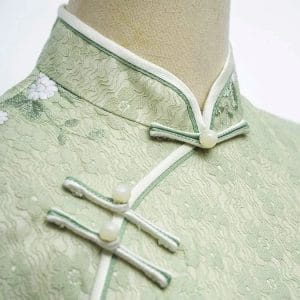 women's pastel green lace modern cheongsam dress